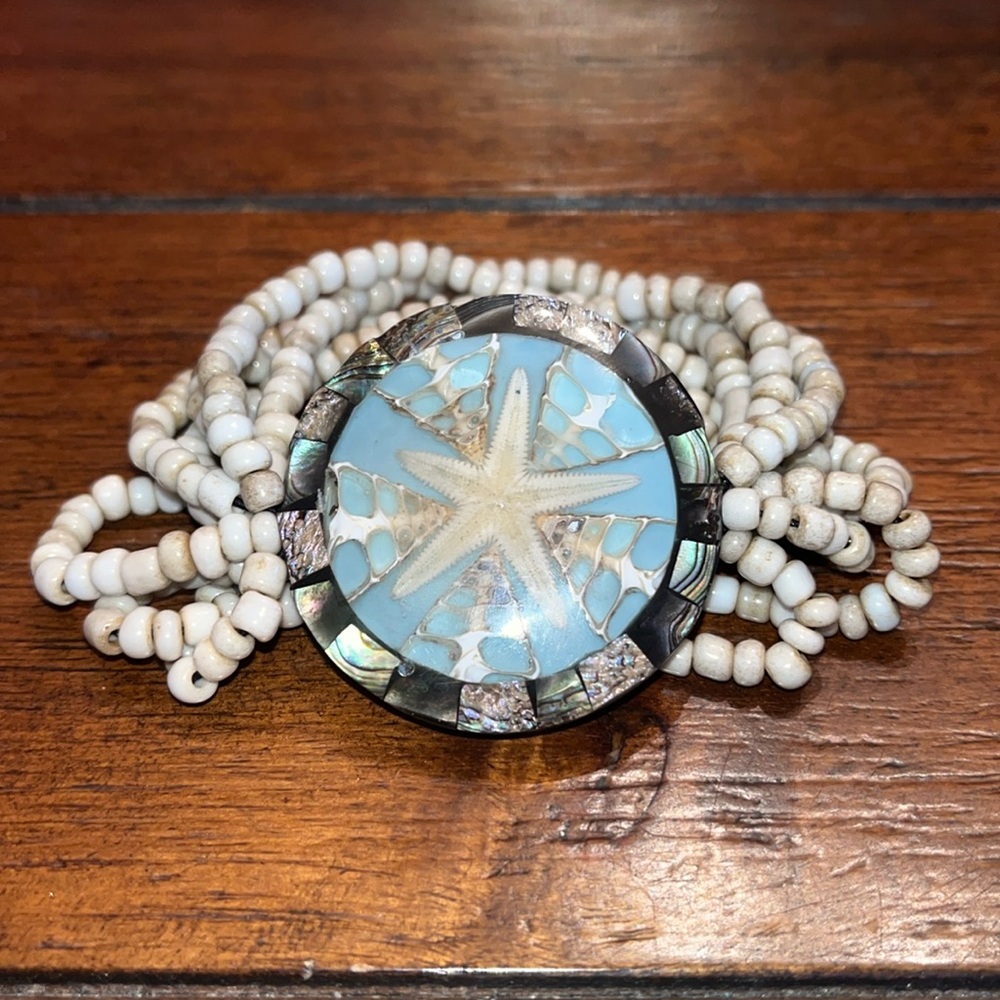 Starfish Stretch Beaded Bracelet